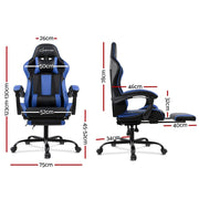 Bostin Life Racer Style Computer Gaming Office Chair - Black And Blue Furniture >