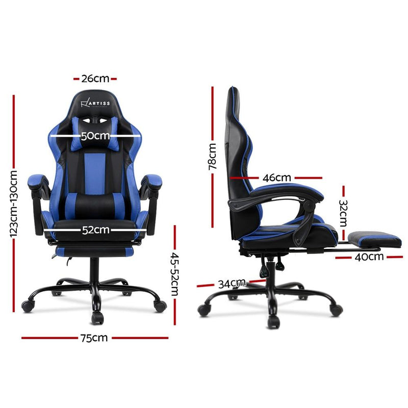 Bostin Life Racer Style Computer Gaming Office Chair - Black And Blue Furniture >