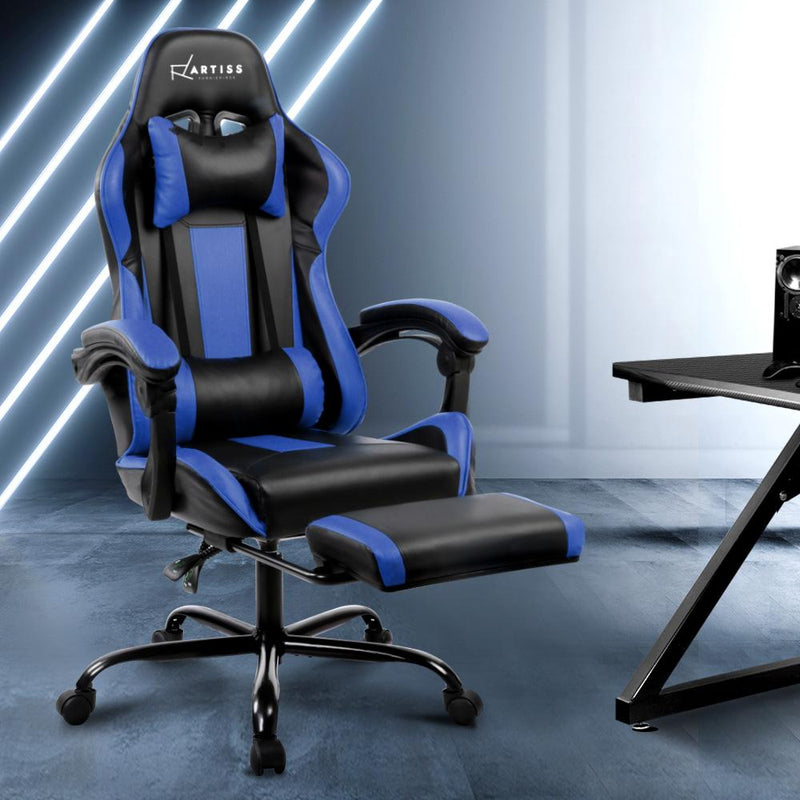 Bostin Life Racer Style Computer Gaming Office Chair - Black And Blue Furniture >