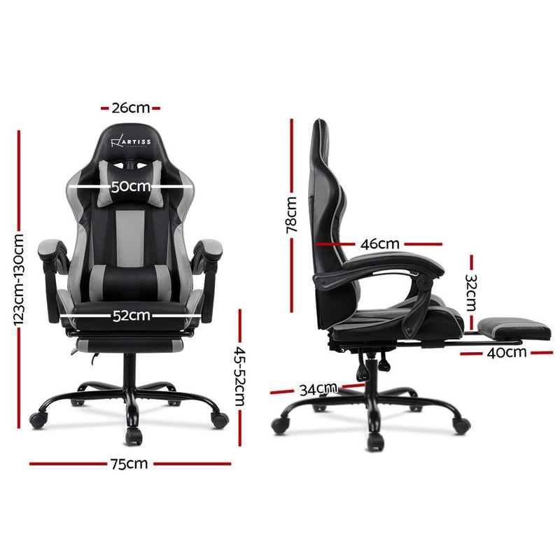 Bostin Life Racer Style Computer Gaming Office Chair - Black And Grey Furniture >