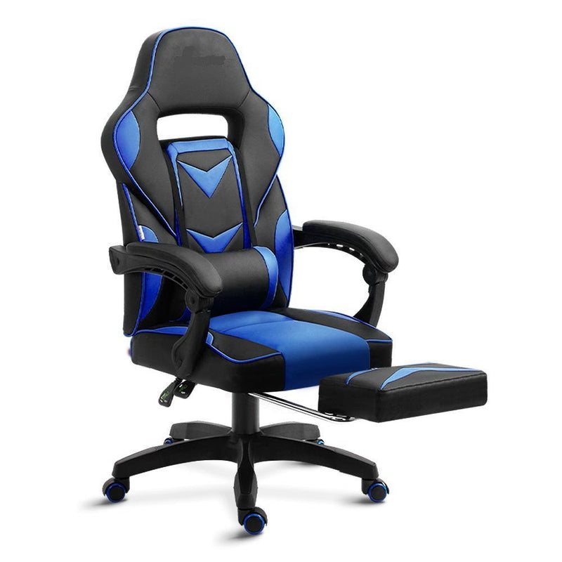 Bostin Life Racer Style Recliner Computer Gaming Office Chair - Black And Blue Furniture >