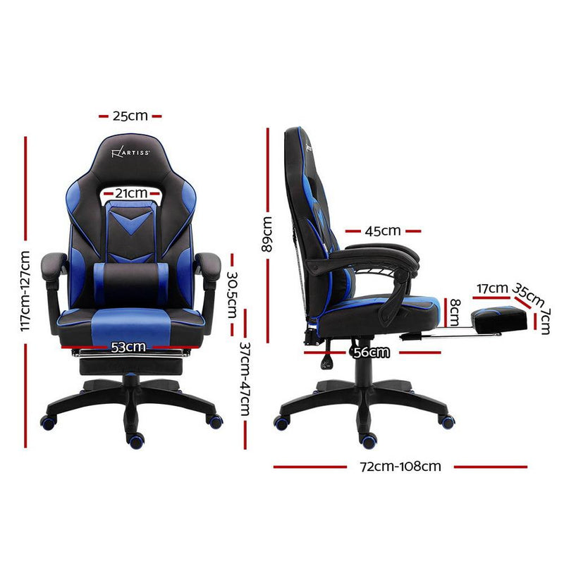 Bostin Life Racer Style Recliner Computer Gaming Office Chair - Black And Blue Furniture >