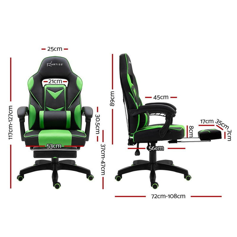Bostin Life Racer Style Computer Gaming Office Chair - Black And Green Furniture >