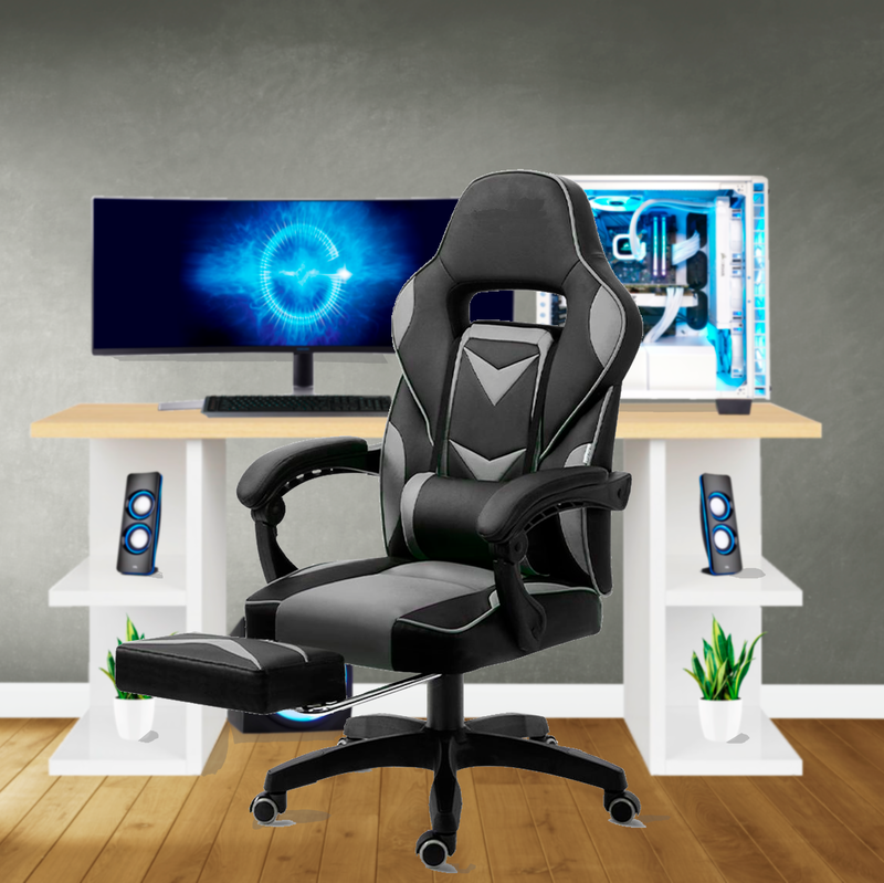 Bostin Life Racer Style Computer Gaming Office Chair - Black And Grey Furniture >