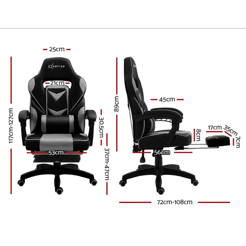 Bostin Life Racer Style Computer Gaming Office Chair - Black And Grey Furniture >