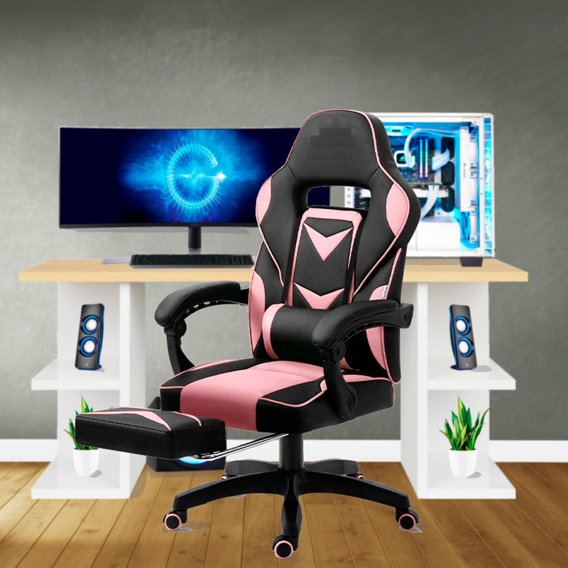 Bostin Life Racer Style Computer Gaming Office Chair - Black And Pink Furniture >