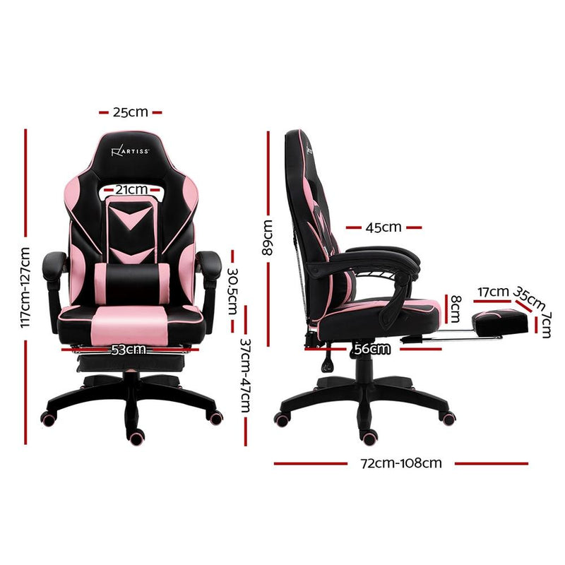 Bostin Life Racer Style Computer Gaming Office Chair - Black And Pink Furniture >