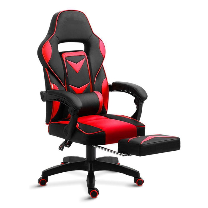 R Computer Chair Racer Style Computer Gaming Office Chair with Footrest - Black and Red ...