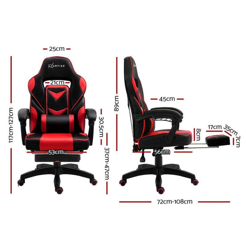 Bostin Life Racer Style Computer Gaming Office Chair - Black And Red Furniture >