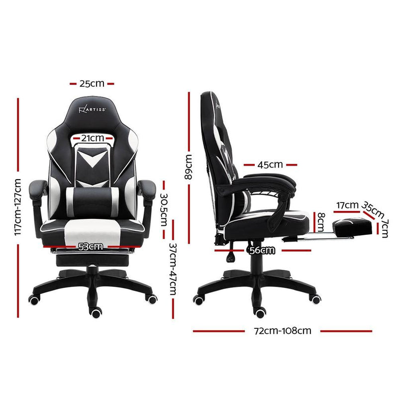 Bostin Life Racer Style Computer Gaming Office Chair - Black And White Furniture >