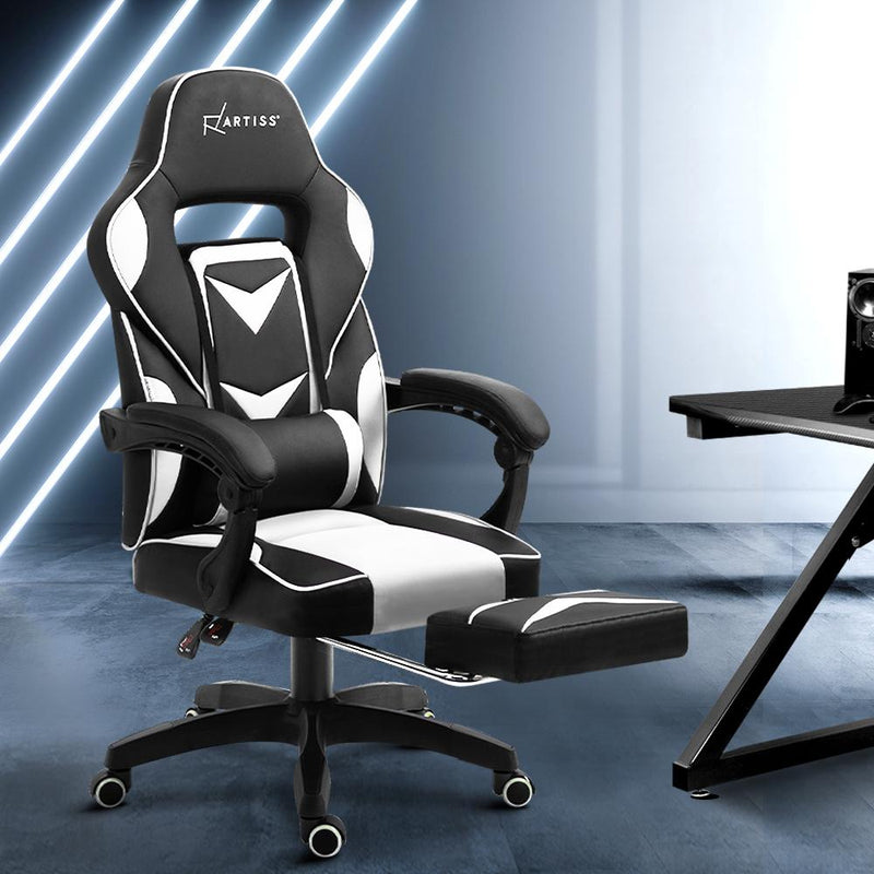 Bostin Life Racer Style Computer Gaming Office Chair - Black And White Furniture >