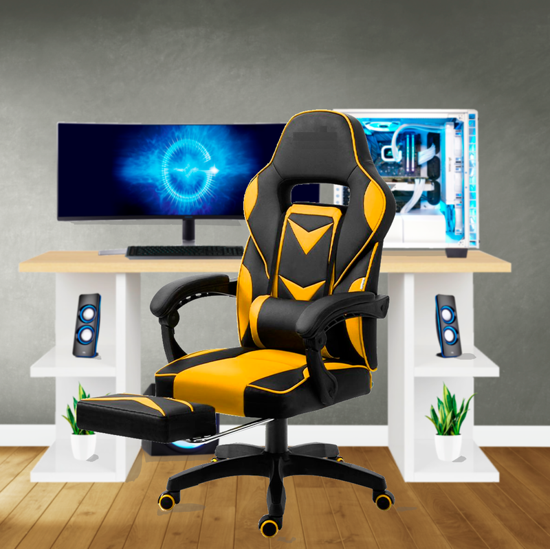 Bostin Life Racer Style Computer Gaming Office Chair - Black And Yellow Furniture >