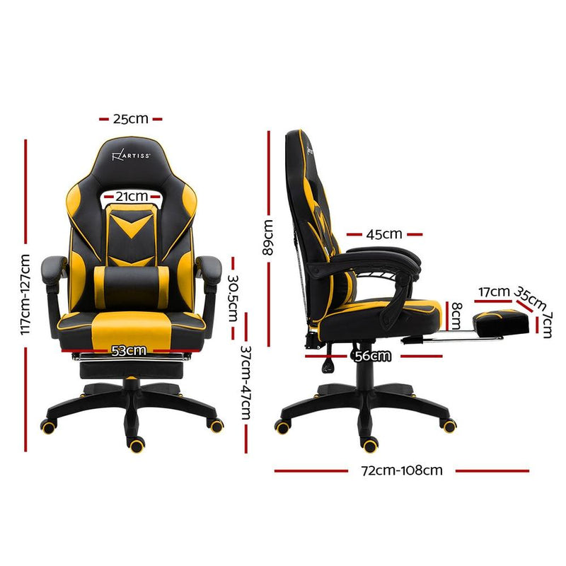 Bostin Life Racer Style Computer Gaming Office Chair - Black And Yellow Furniture >