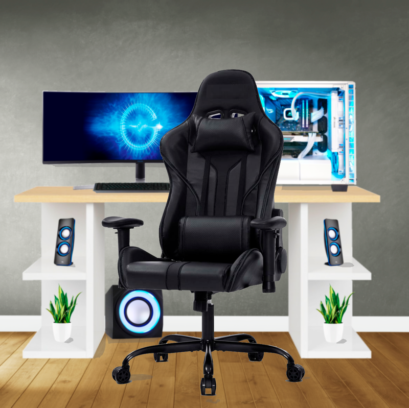 Bostin Life Racer Style Computer Gaming Office Chair - Black Furniture >