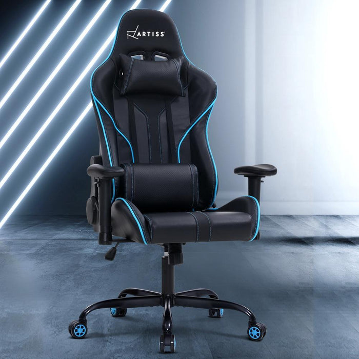Bostin Life Racer Style Recliner Computer Gaming Office Chair - Black And Blue Furniture >