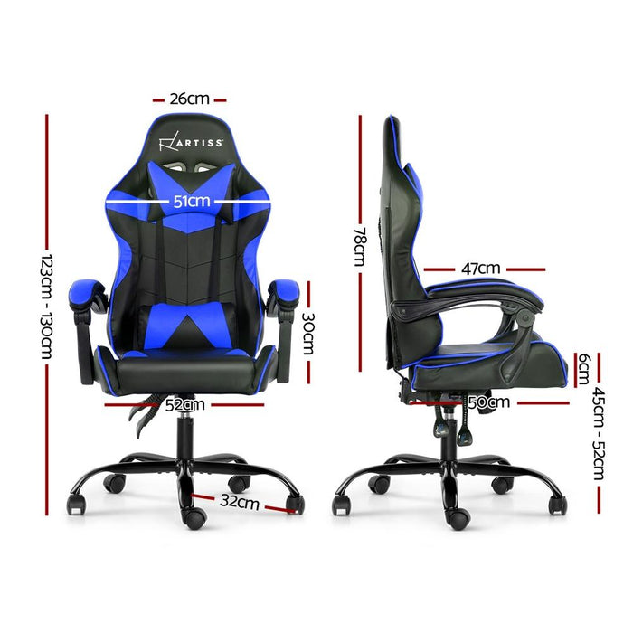 Bostin Life Racer Style Computer Gaming Office Chair - Black And Blue Furniture >
