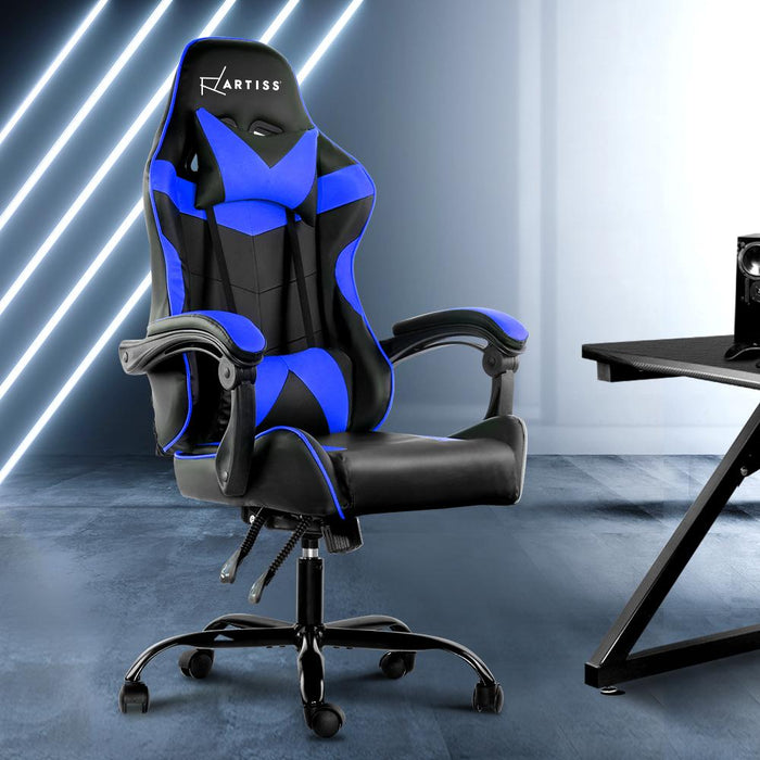 Bostin Life Racer Style Computer Gaming Office Chair - Black And Blue Furniture >