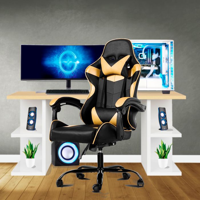 Bostin Life Racing Style Recliner Gaming Office Chair - Black And Gold Furniture >