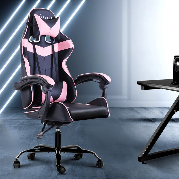 Bostin Life Office Chair Gaming Computer Chairs Recliner Pu Leather Seat Armrest Black Pink