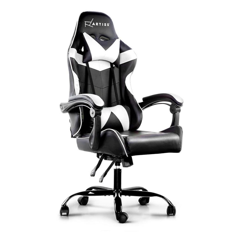 Bostin Life Racer Style Computer Gaming Office Chair - Black And White Furniture >