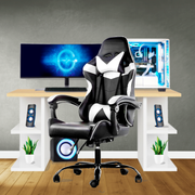Bostin Life Racer Style Computer Gaming Office Chair - Black And White Furniture >