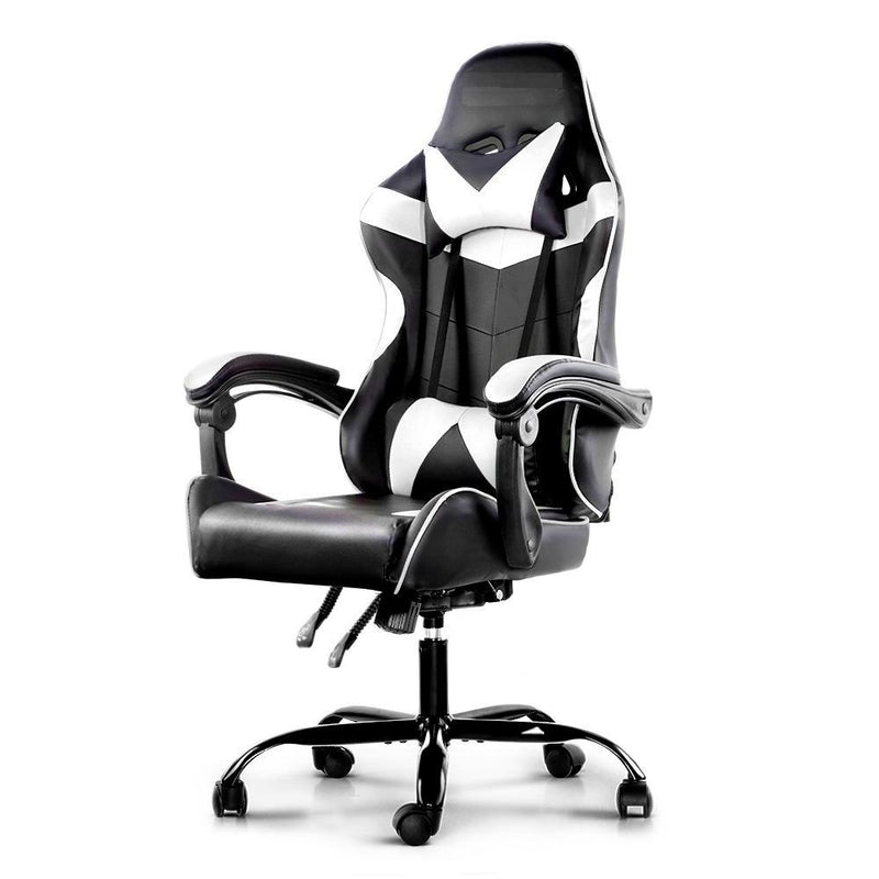 Bostin Life Racer Style Computer Gaming Office Chair - Black And White Furniture >