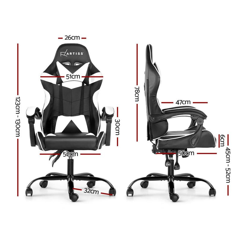Bostin Life Racer Style Computer Gaming Office Chair - Black And White Furniture >