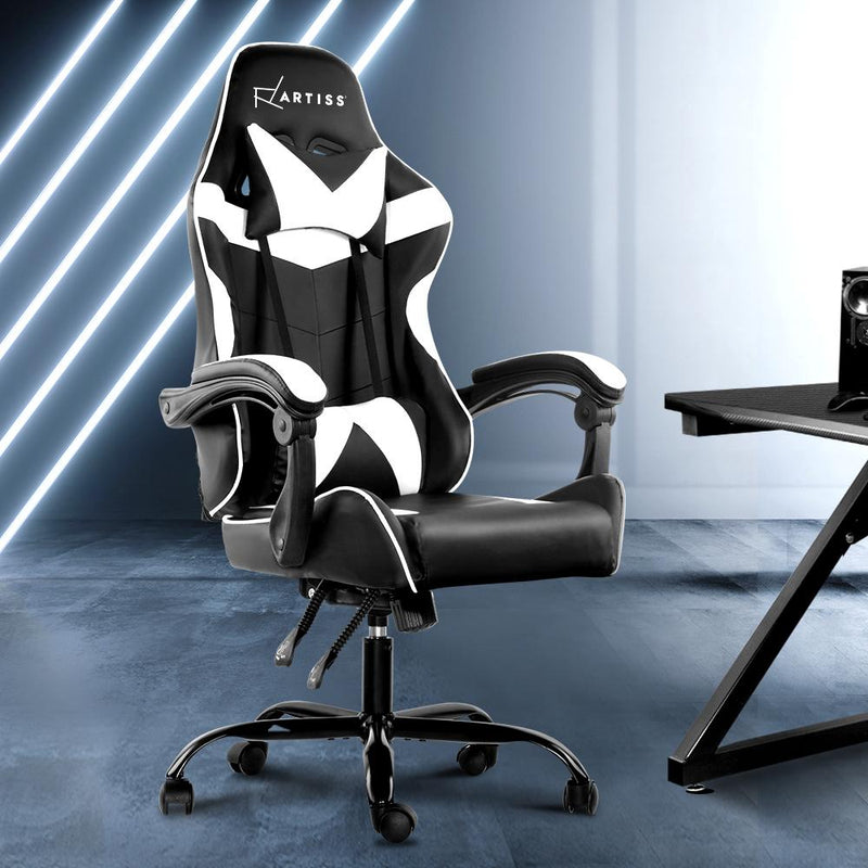 Bostin Life Racer Style Computer Gaming Office Chair - Black And White Furniture >