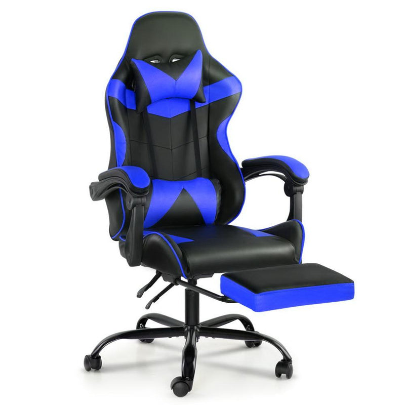 Bostin Life Gaming Office Chairs Computer Seating Racing Recliner Footrest Black Blue Dropshipzone