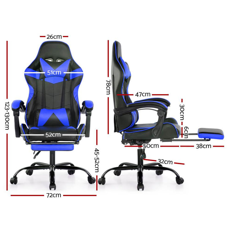 Bostin Life Gaming Office Chairs Computer Seating Racing Recliner Footrest Black Blue Dropshipzone