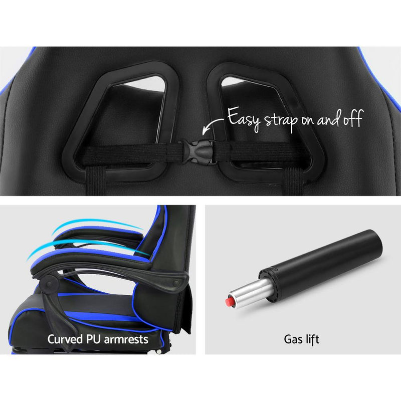 Bostin Life Gaming Office Chairs Computer Seating Racing Recliner Footrest Black Blue Dropshipzone