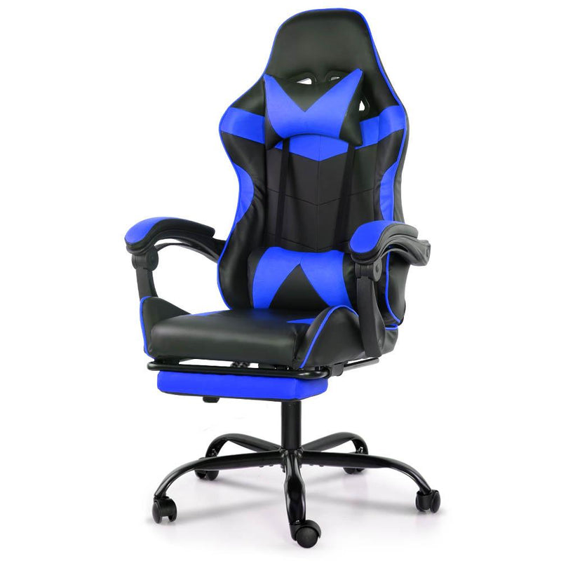 Bostin Life Gaming Office Chairs Computer Seating Racing Recliner Footrest Black Blue Dropshipzone