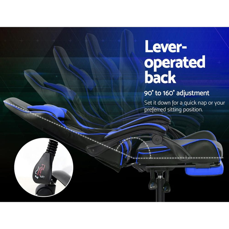 Bostin Life Gaming Office Chairs Computer Seating Racing Recliner Footrest Black Blue Dropshipzone