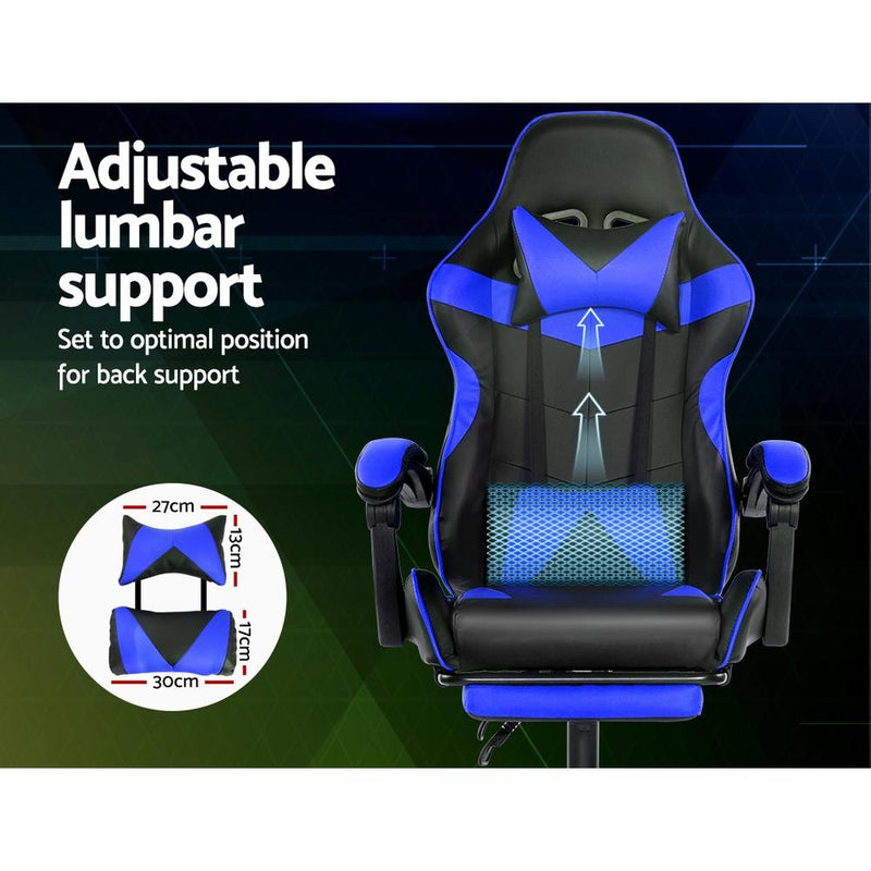 Bostin Life Gaming Office Chairs Computer Seating Racing Recliner Footrest Black Blue Dropshipzone