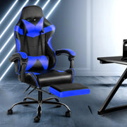 Bostin Life Gaming Office Chairs Computer Seating Racing Recliner Footrest Black Blue Dropshipzone