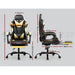 Bostin Life Pu Leather Racer Style Recliner Gaming Office Chair With Footrest - Black And Gold