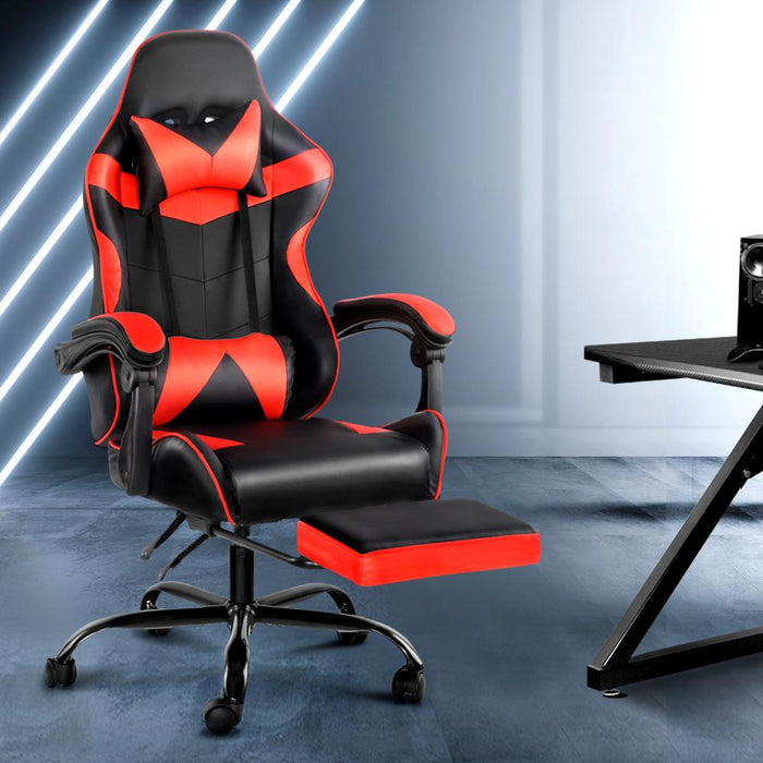 Bostin Life Gaming Office Chairs Computer Seating Racing Recliner Footrest Black Red Dropshipzone
