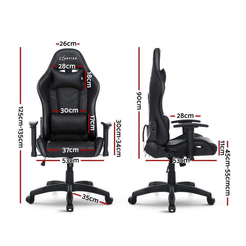 Bostin Life Racer Style Rgb Led Lights Computer Gaming Office Chair - Black Furniture >