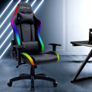 Bostin Life Racer Style Rgb Led Lights Computer Gaming Office Chair - Black Furniture >