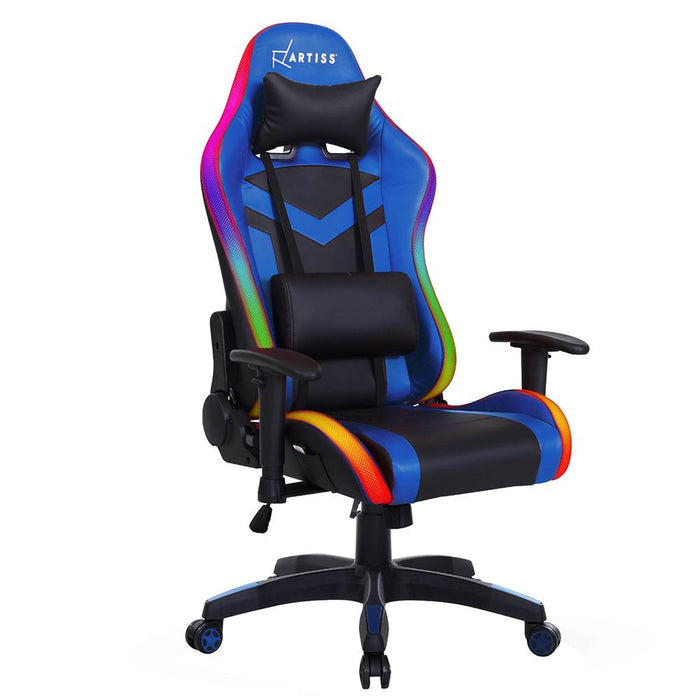 Bostin Life Racer Style Rgb Led Lights Computer Gaming Office Chair - Black And Blue Furniture >