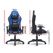 Bostin Life Racer Style Rgb Led Lights Computer Gaming Office Chair - Black And Blue Furniture >