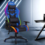 Bostin Life Racer Style Rgb Led Lights Computer Gaming Office Chair - Black And Blue Furniture >
