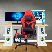 Bostin Life Racer Style Rgb Led Lights Computer Gaming Office Chair - Black And Red Furniture >