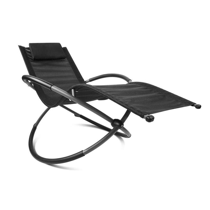 Gardeon Foldable Orbital Rocking Chair - Black Furniture > Outdoor
