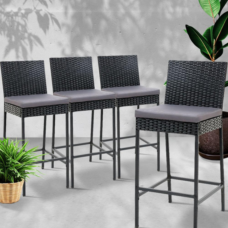 Bostin Life Outdoor Bar Stools Dining Chairs Rattan Furniture X4 Dropshipzone