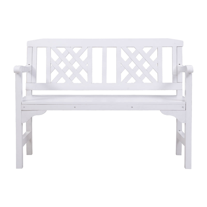 Timber 2 Seat Garden Patio Bench - White