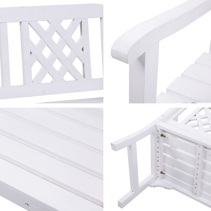 Timber 2 Seat Garden Patio Bench - White