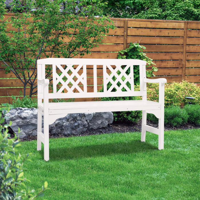 Timber 2 Seat Garden Patio Bench - White