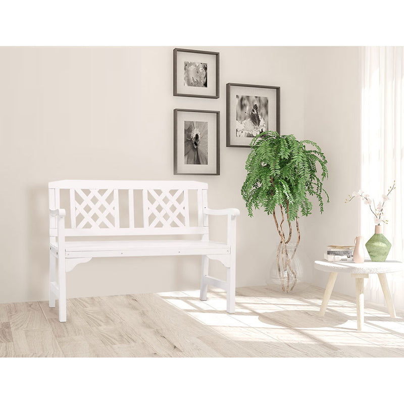 Timber 2 Seat Garden Patio Bench - White