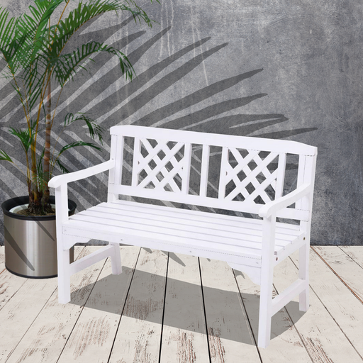 Bostin Life Timber 2 Seat Garden Patio Bench - White Furniture > Outdoor